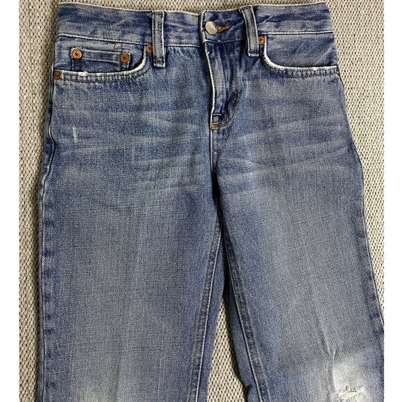 Vtg Polo‎ Ralph Lauren Jeans Youth 10 26X26 Blue Distressed Slim Straight 381 - Picture 4 of 13